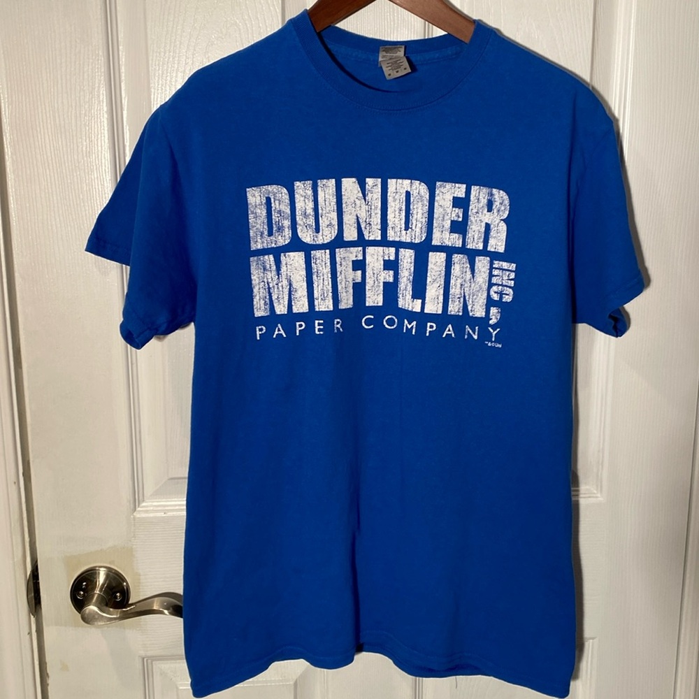 The Office Dunder Mifflin Tshirt • Royal Blue • Gildan SZ M Cotton, Graphic Tee
